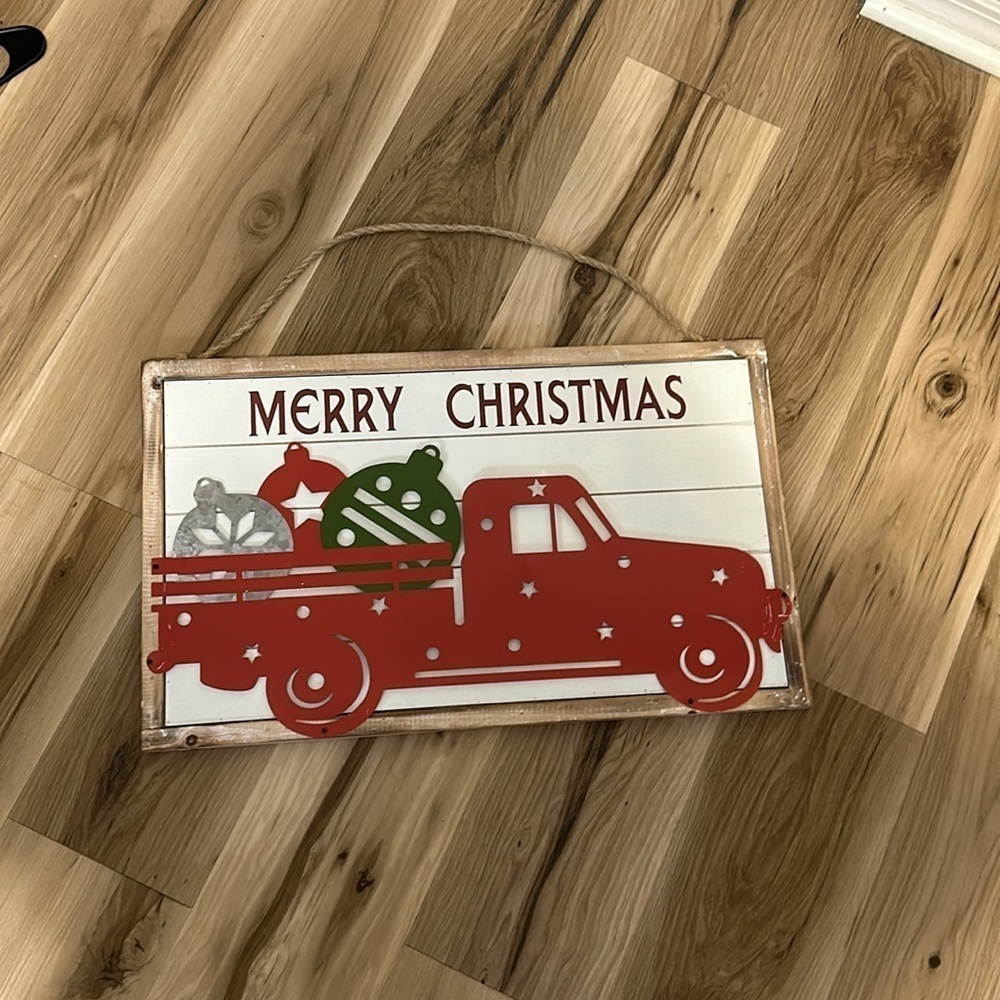 Two Sided Vintage Christmas and Fall Wooded Hanging Wall Decor - Picture 2 of 4